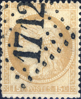 France - Yv.55 15c Gros Chiffres Cérès Dentelé - Obl. GC 1712 (Gray) - TB - 1871-1875 Ceres