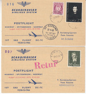 Norway 1966 Postflight Norway-Spitsbergen-Norway 2 Covers Ca Tromso 21.12.66 (53212) - Andere & Zonder Classificatie