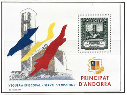 ANDORRA HOJA BLOQUE 1993 Nº 26 REPRODUCCIÓN DEL SELLO SANTA COLOMA  VEGUERIA EPISCOPAL ENTIDAD QUE YA NO EXISTE.. - Vicariato Episcopale