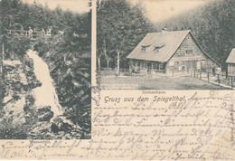 7461) GRUSS Aus Dem SPIEGELTHAL - ZECHENHAUS - Wasserfall - Tolle ZWEIBILD AK 21.06.1902 ! BOCKWIESE - Clausthal-Zellerfeld