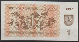 1992 - LITAUEN - Banknote 1 Talonas - Litauen