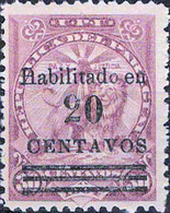 0090 Mi.Nr. 155 Paraguay (1908) Wappenlöwe Mit Aufdruck Gestempelt Falzrest - Paraguay