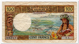THAITI,100 FRANCS,1969,P.23,aF,FEW PIN HOLES - Jamaique
