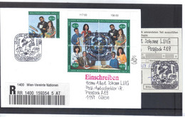 KTM78 UNO WIEN 1999 RECO-BRIEF MICHL 294/97 ZD VIERERBLOCK  Mit  AUFGABESCHEIN Siehe ABBILBUNG - Storia Postale