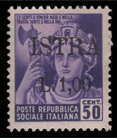 ISTRIA (POLA) - Occupazione Jugoslava Lire 1 Su 50 C. Violetto (n° 507) - 1945 - Occup. Iugoslava: Istria