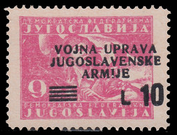 Occupazione Jugoslava - Amministrazione Militare Jugoslava:  Lire 10 Su 9 D. Rosa - 1947 - Yugoslavian Occ.: Slovenian Shore