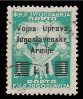 Occupazione Jugoslava - Amministrazione Militare Jugoslava:  Segnatasse Lire 1 Su 1 D. Verde - 1947 - Yugoslavian Occ.: Slovenian Shore