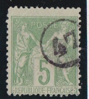FRANCE - CACHET JOUR DE L'AN CHIFFRE 47 1 2 4 DANS CERCLE SUR 75 TYPE SAGE COTE 16 EUR - Used Stamps