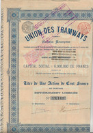 UNION DES TRAMWAYS -BRABANT BELGIQUE -LOT DE 4 ACTIONS DE CENT FRANCS - 1910 - Railway & Tramway