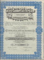 SOCIETE COMMERCIALE AFRICAINE -SOCOAF - SOCIETE CONGOLAISE - 8000 ACTIONS DE 500 FRS-  ANNEE 1925 - Africa