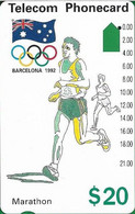 Australia - Telstra (Anritsu) - 1992 Barcelona Olympics - Marathon (91045-4-3), 04.1992, 20$, 144.000ex, Used - Australië