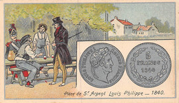 P.21-FO-1582 : IMAGE. CHROMOLITHOGRAPHIE. THEME MONNAIE. PIECE DE 5 F ARGENT. LOUIS PHILIPPE 1840 - Unclassified