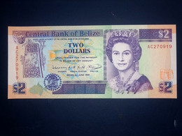 UNC Belize Banknote 2 Belizian Dollars P52b  (06/01/1991) - Belice