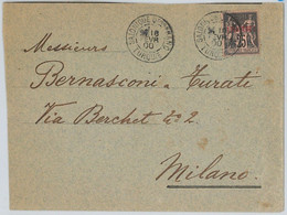 46587 - FRENCH LEVANT Turkey - POSTAL HISTORY:  Cover To ITALY  1900 - Lettres & Documents