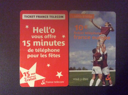 2 TICKETS FRANCE TELECOM   *15mn Hell’o  *10€ Rugby - Biglietti FT