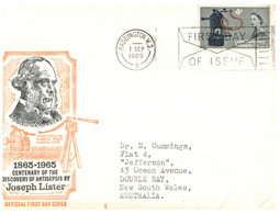 (UU 21) UK FDC - Joseph Lister - 1965 - 1952-1971 Em. Prédécimales
