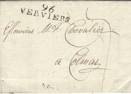 An 10- Territoires Conquis -  96 / VERVIERS ( L'Ourthe ) 37 Mm Noir   Pour  Colmar - 1794-1814 (French Period)