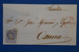 X5 ESPAGNE BELLE LETTRE DEVANT 1869 CASTILLA NUEVA  MADRID  POUR OSSUNA +AFFRANCH. INTERESSANT - Lettres & Documents