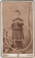 CDV Photo Originale XIXème Enfant Cerceau Par Eugène DELON Toulouse Cdv3044 - Antiche (ante 1900)