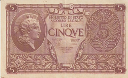 2b*-Banconota Luogotenenza L.5 Serie 0692-487052-Q.F.D.S. - 10000 Lire