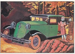 Illustrateur ROUSSEY ANDRE PROMENADE EN FORET REINASTELLA  VOITURE RENAULT 1927 CHATS - Roussey