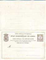 CONGO/Independent. Vintage/unused Five/ten-centisimes Response PS Card - Interi Postali