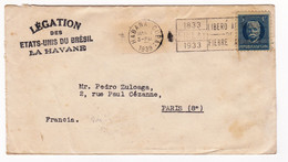 Lettre Habana 1939 Légation Des États Unis Du Brésil La Havane Cuba Brazil Brasil - Storia Postale