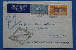 X6 AOF DAHOMEY  BELLE LETTRE 1937  PREMIER VOL AEROMARITIME POUR  PARIS + 8 CACHETS+AFFRANCH. INTERESSANT - Brieven En Documenten