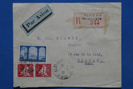X6 ALGERIE BELLE LETTRE RECOM. 1932  ALGER POUR TROYES  FRANCE  +PAIRE DE T.P  +AFFRANCH. INTERESSANT - Cartas & Documentos