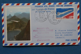 X6  FRANCE  BELLE LETTRE AEROGRAMME  1976  PREMIER VOL CONCORDE PARIS  POUR   RIO BRESIL+ +AFFRANCH. INTERESSANT - Primi Voli