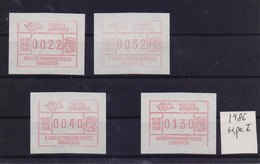 GREECE 1986 ATM FRAMA ΕΧΗΙΒΙΤΙΟΝ ΗΡΑΚΛΕΙΟ'86 TYPE 2 COMPLETE SET OF 4 MNH STAMPS - Timbres De Distributeurs [ATM]