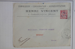 X6   MAROC ESPANOL BELLE  LETTRE PRIVE 1913   CASABLANCA  POUR EPERNAY +SURCHARGE + SURCHARGE ROUGE++AFFRANCH.  PLAISANT - Marocco Spagnolo