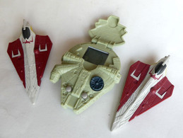 3 FIGURINES STAR WARS 2008 ET 2009 MC DONALD'S FAUCON MILENIUM ET INTERCEPTEUR DELTA 7  Figurine - Other & Unclassified