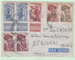 Lettre 1951 Cameroun Yaoundé Pour Mérignac Gironde, 12 Timbres - Cartas & Documentos