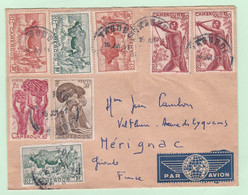 Lettre 1951 Cameroun Yaoundé Pour Mérignac Gironde, 8 Timbres - Storia Postale