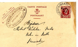 1925 15c Postkaart FRANS DE RIJCKE Melsele Waas Bouwmaterialen Naar Kemseke  - Stempel BEVEREN WAAS - Cartes Postales [1909-34]