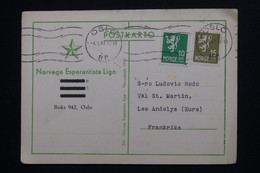 NORVÈGE - Carte Espéranto De Oslo Pour La France En 1947 - L 101629 - Briefe U. Dokumente