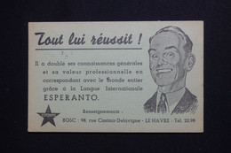 FRANCE - Carte Espéranto Du Havre Pour Paris En 1947 - L 101635 - Esperanto