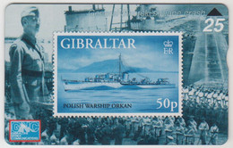 GIBRALTAR - Polish Warship Orkan, 25 U, 01/97, CN:709L,  Tirage 3.000, Used - Gibilterra