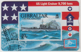 GIBRALTAR - USS Philadelphia, 5 U, 1996, CN:608L,  Tirage 5.000, Used - Gibraltar