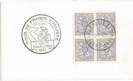 Delcampe - Obliteration 6e Etape Bureau De Poste Automobile Tour De France 1957 Charleroi Cachet Timbre Wielrennen Cycling Cyclisme - Storia Postale