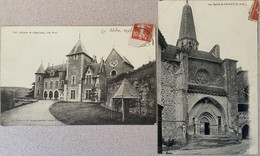 Delcampe - Lot De Deux Cartes- L'église Et Le Château - Caylus