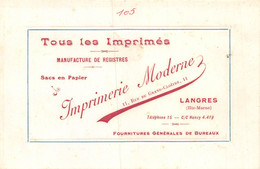 Delcampe - 21-8072 : CARTE DE VISITE. LANGRES. IMPRIMERIE MODERNE - Visitenkarten