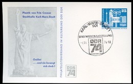 DDR PP17 C2/008 Privat-Postkarte GALILEO GALILEI Skulptur CREMER Chemnitz Sost. 1974  NGK 5,00 € - Private Postcards - Used