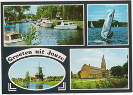 Delcampe - Groeten Uit Joure (Fr.) - Jachten, Molen, Windsurfer, Kerk - (Holland) - Joure