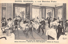 Delcampe - CPA 75 PARIS IXe HOTEL MONDIAL CITE BERGERE UN COIN DU RESTAURANT HOTEL DE FRANCE - Paris (09)