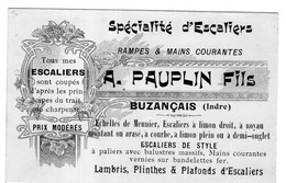 SPECIALITE D'ESCALIERS. A.PAUPLIN FILS Buzançais ( Indre ) - Visiting Cards