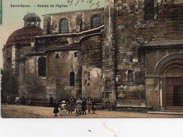 Delcampe - 40 SAINT SEVER ABSIDE DE L' EGLISE  BELLE ANIMATION CARTE COULEUR TOILEE CLICHE UNIQUE - Saint Sever
