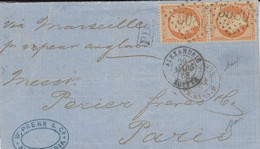 1868- Lettre D'ALEXANDRIE / EGYPTE  Affr. Paire 40 C N° 23 Oblit. G C 5080 - SUPERBE - 1849-1876: Classic Period