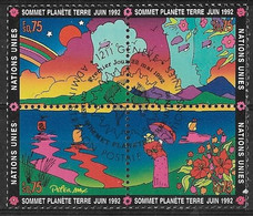 Delcampe - Nation Unies (Genève) 1992 - Bloc De 4  Y&T N° 202 à 205 Sommet Planète Terre Oblit 1er Jour (o)  TB. - Oblitérés